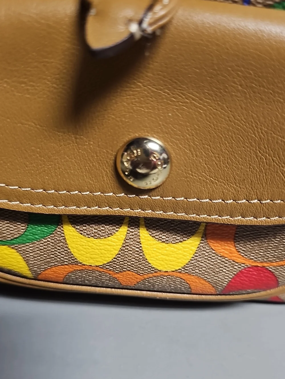 Coach C4097 Pennie Backpack 22 In Rainbow Signature Canvas Saddle / Multicolor